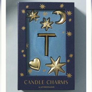 Anthropologie Gold Monogram Candle Charms Set in “T” NEW